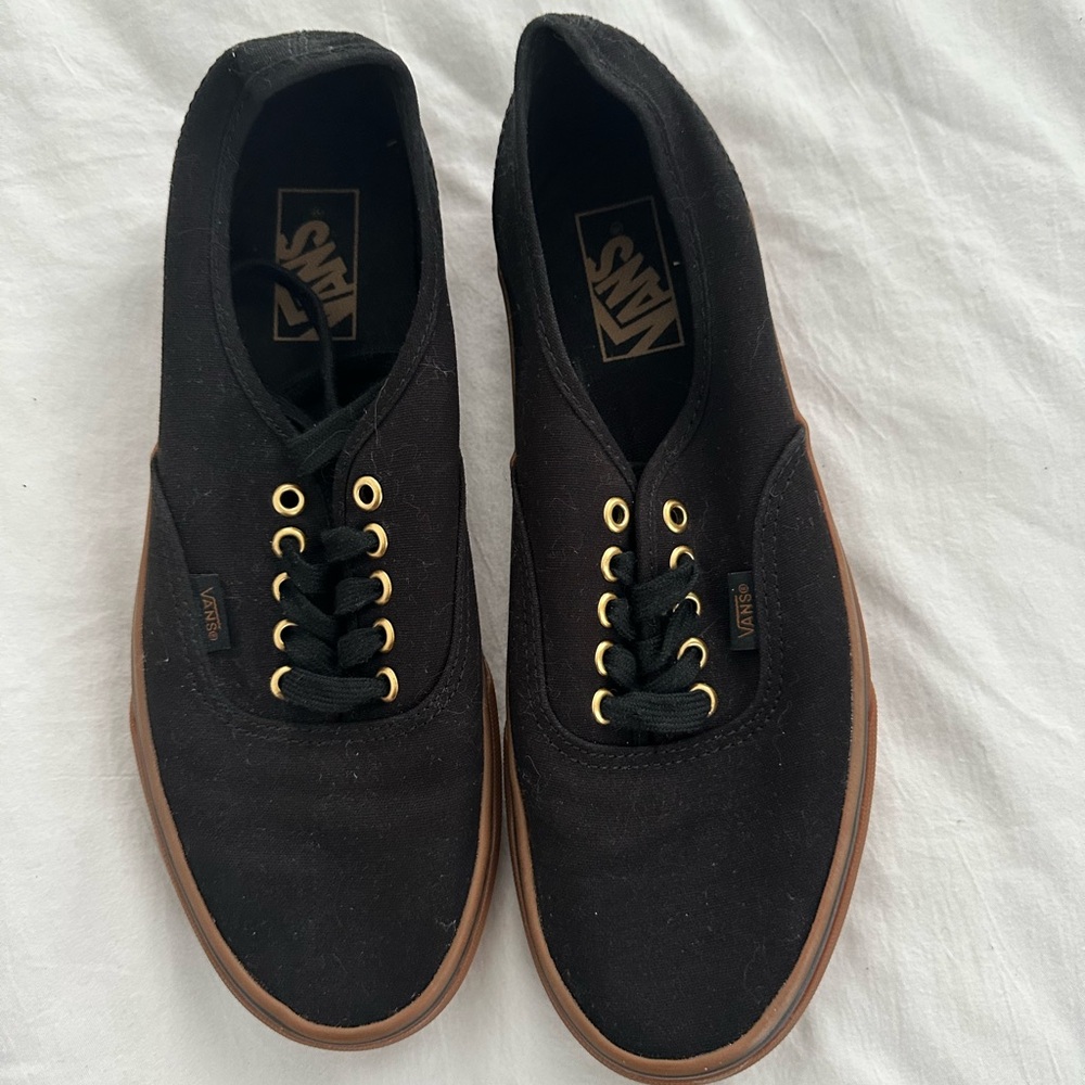 Vans Authentic Black Canvas and Gum Rubber Sneakers